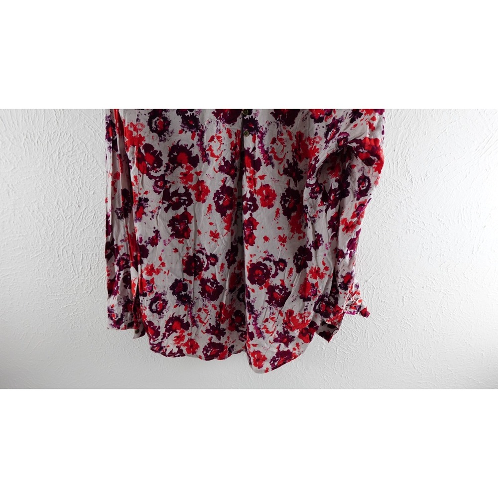 Lucky Brand Floral Blouse Red and Purple Design With Sleeves you can make 3/4 - Picture 6 of 11